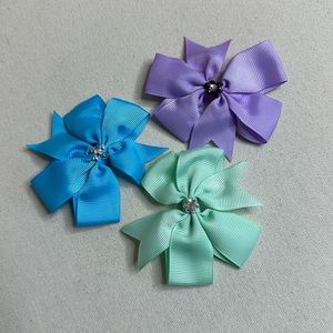 New! Adorable A Touch Of Sparkle Crystal Handmade Clip In Hair Bows Lot …
